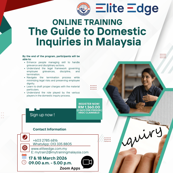 Domestic Inquiry Guide.pdf THE GUIDE TO DOMESTIC INQUIRIES IN MALAYSIA – 2 DAYS (REMOTE LEARNING ...